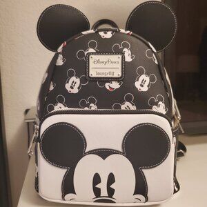 NWT Disney Parks Loungefly black & white Mickey Mouse Ears backpack